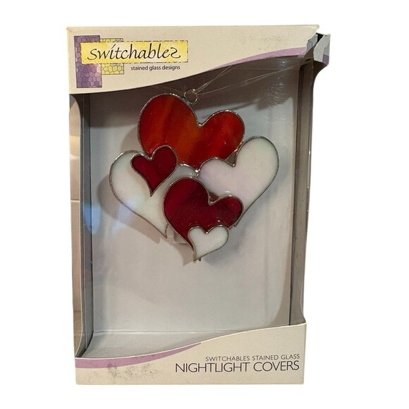 Switchables Stained Glass Night Light Cover Hearts 2005 Valentine's Day EUC - Picture 2 of 3